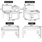 Outdoor Backyard Patio Wood 5-Piece Sectional Sofa Seating Group Set with Cushions