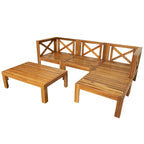 Outdoor Backyard Patio Wood 5-Piece Sectional Sofa Seating Group Set with Cushions