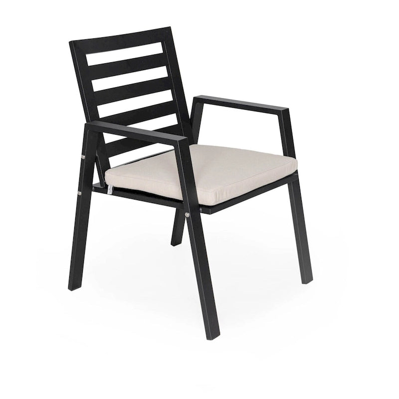 LeisureMod Chelsea Set of 2 Patio Dining Armchair in Aluminum with Cushions for Porch Backyard Pool Garden - 34.84