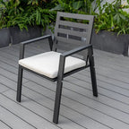 LeisureMod Chelsea Set of 2 Patio Dining Armchair in Aluminum with Cushions for Porch Backyard Pool Garden - 34.84