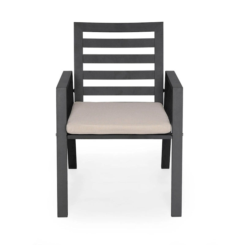 LeisureMod Chelsea Set of 2 Patio Dining Armchair in Aluminum with Cushions for Porch Backyard Pool Garden - 34.84