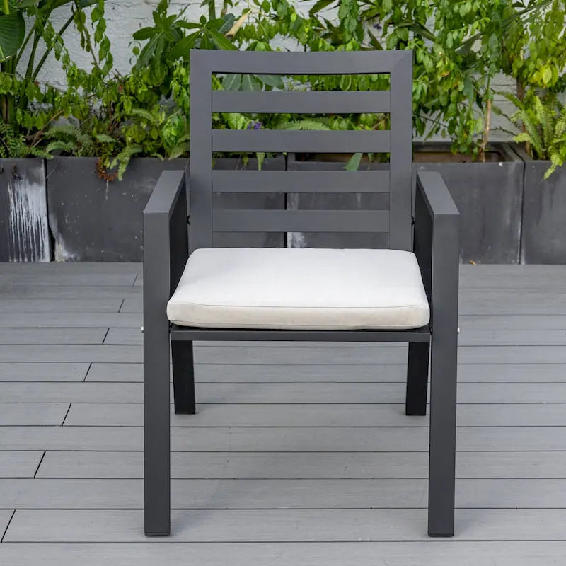 LeisureMod Chelsea Set of 2 Patio Dining Armchair in Aluminum with Cushions for Porch Backyard Pool Garden - 34.84