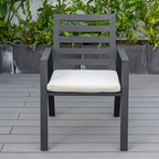 LeisureMod Chelsea Set of 2 Patio Dining Armchair in Aluminum with Cushions for Porch Backyard Pool Garden - 34.84