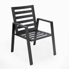 LeisureMod Chelsea Set of 2 Patio Dining Armchair in Aluminum with Cushions for Porch Backyard Pool Garden - 34.84