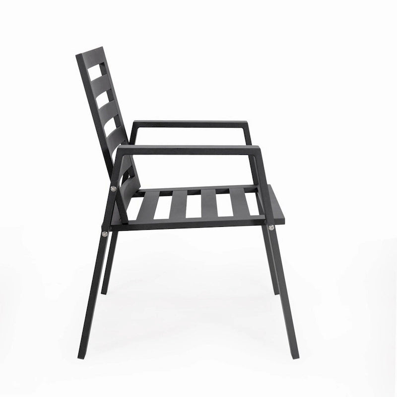 LeisureMod Chelsea Set of 2 Patio Dining Armchair in Aluminum with Cushions for Porch Backyard Pool Garden - 34.84