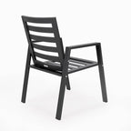 LeisureMod Chelsea Set of 2 Patio Dining Armchair in Aluminum with Cushions for Porch Backyard Pool Garden - 34.84