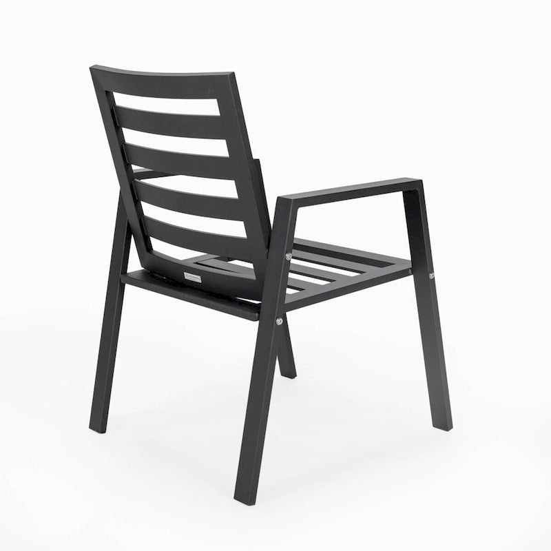 LeisureMod Chelsea Set of 2 Patio Dining Armchair in Aluminum with Cushions for Porch Backyard Pool Garden - 34.84