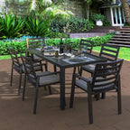 LeisureMod Chelsea Set of 2 Patio Dining Armchair in Aluminum with Cushions for Porch Backyard Pool Garden - 34.84