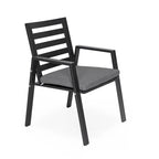 LeisureMod Chelsea Set of 2 Patio Dining Armchair in Aluminum with Cushions for Porch Backyard Pool Garden - 34.84