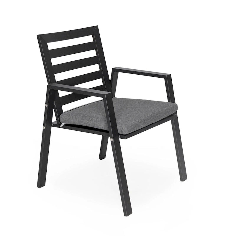 LeisureMod Chelsea Set of 2 Patio Dining Armchair in Aluminum with Cushions for Porch Backyard Pool Garden - 34.84