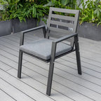 LeisureMod Chelsea Set of 2 Patio Dining Armchair in Aluminum with Cushions for Porch Backyard Pool Garden - 34.84