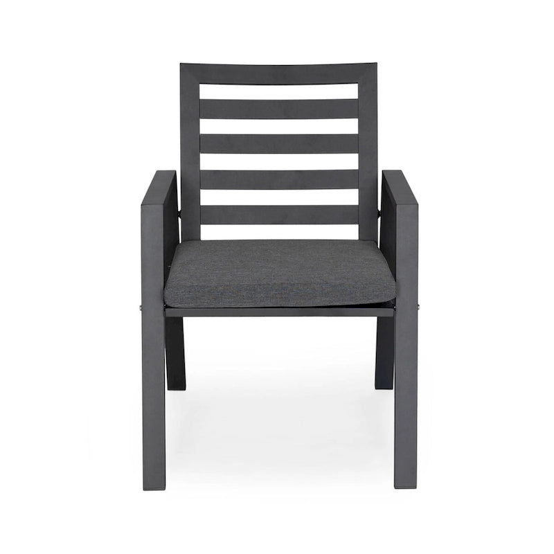 LeisureMod Chelsea Set of 2 Patio Dining Armchair in Aluminum with Cushions for Porch Backyard Pool Garden - 34.84