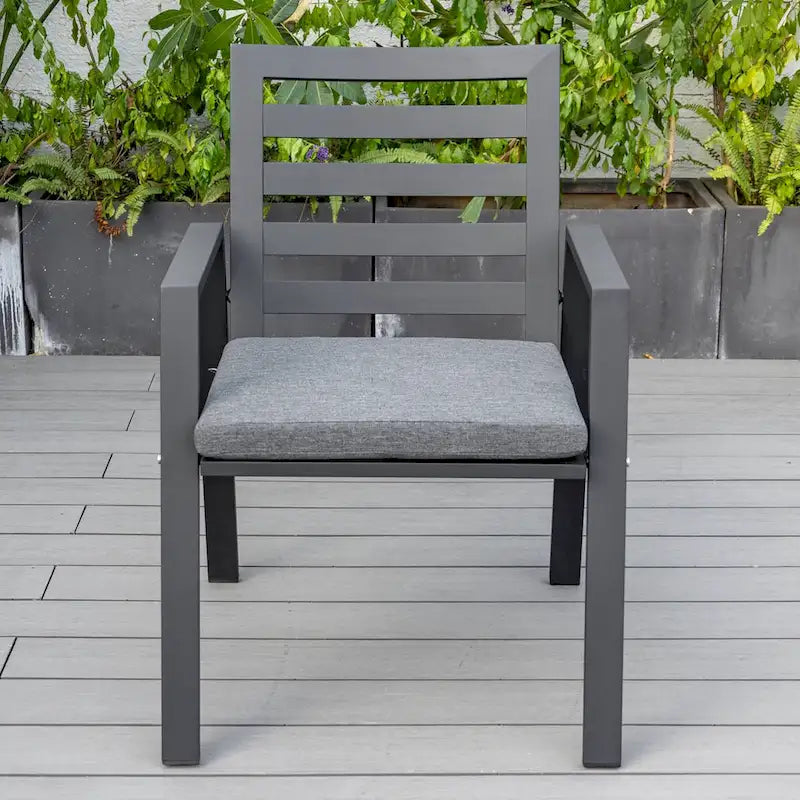 LeisureMod Chelsea Set of 2 Patio Dining Armchair in Aluminum with Cushions for Porch Backyard Pool Garden - 34.84