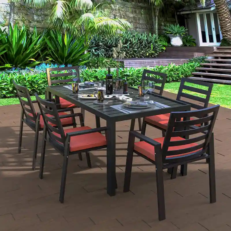 LeisureMod Chelsea Set of 2 Patio Dining Armchair in Aluminum with Cushions for Porch Backyard Pool Garden - 34.84