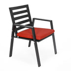 LeisureMod Chelsea Set of 2 Patio Dining Armchair in Aluminum with Cushions for Porch Backyard Pool Garden - 34.84