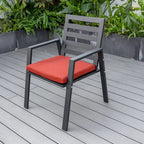 LeisureMod Chelsea Set of 2 Patio Dining Armchair in Aluminum with Cushions for Porch Backyard Pool Garden - 34.84