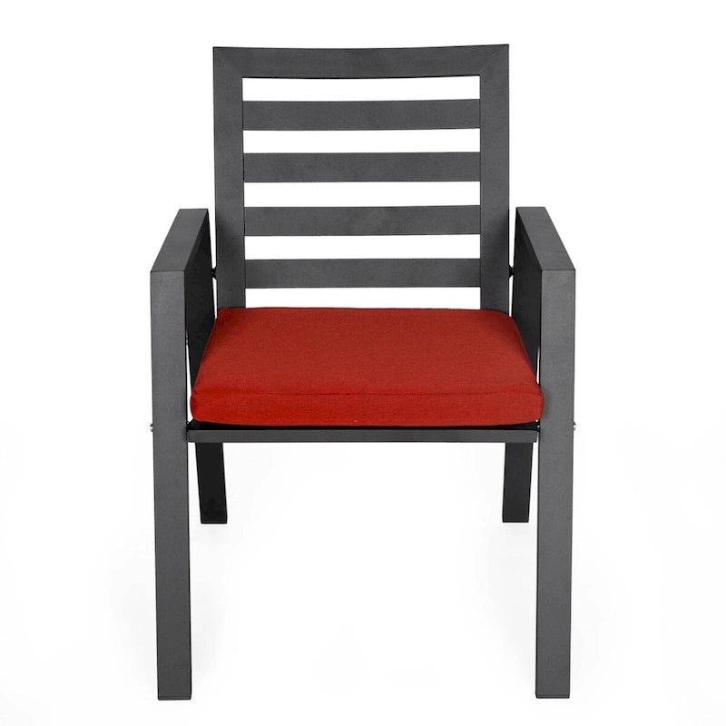LeisureMod Chelsea Set of 2 Patio Dining Armchair in Aluminum with Cushions for Porch Backyard Pool Garden - 34.84