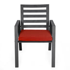 LeisureMod Chelsea Set of 2 Patio Dining Armchair in Aluminum with Cushions for Porch Backyard Pool Garden - 34.84