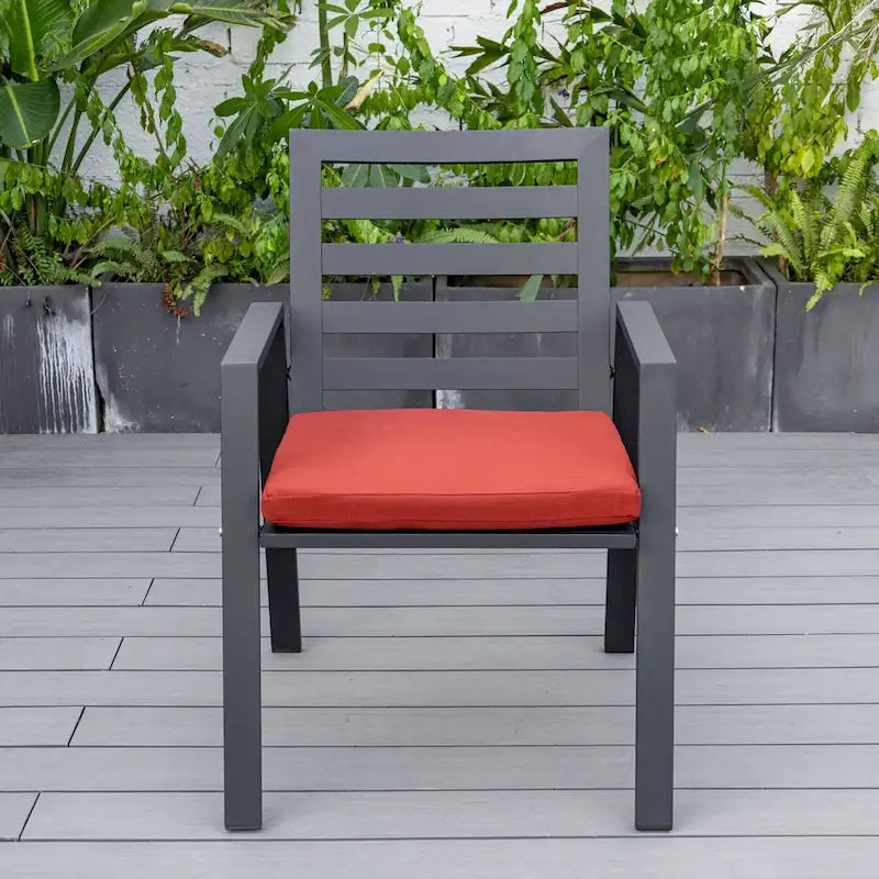 LeisureMod Chelsea Set of 2 Patio Dining Armchair in Aluminum with Cushions for Porch Backyard Pool Garden - 34.84