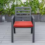 LeisureMod Chelsea Set of 2 Patio Dining Armchair in Aluminum with Cushions for Porch Backyard Pool Garden - 34.84