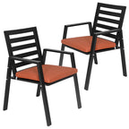 LeisureMod Chelsea Set of 2 Patio Dining Armchair in Aluminum with Cushions for Porch Backyard Pool Garden - 34.84