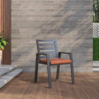 LeisureMod Chelsea Set of 2 Patio Dining Armchair in Aluminum with Cushions for Porch Backyard Pool Garden - 34.84