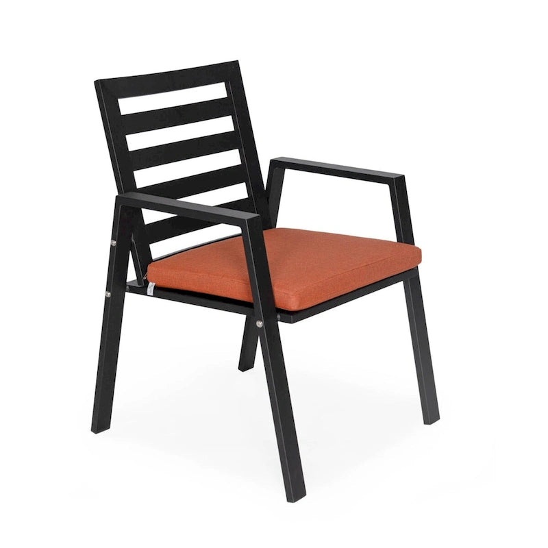 LeisureMod Chelsea Set of 2 Patio Dining Armchair in Aluminum with Cushions for Porch Backyard Pool Garden - 34.84