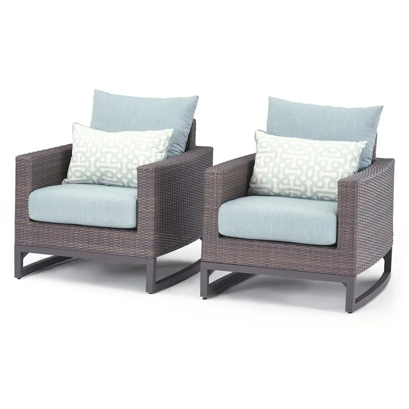 Milea 2 Piece Sunbrella Outdoor Patio Club Chairs - 32 W x 35 D x 31 H