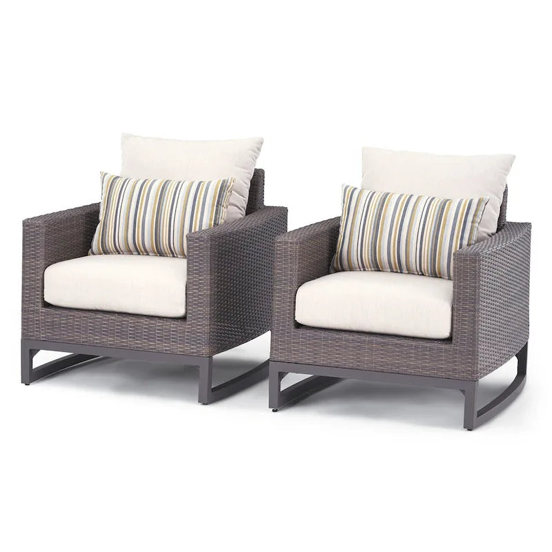Milea 2 Piece Sunbrella Outdoor Patio Club Chairs - 32 W x 35 D x 31 H