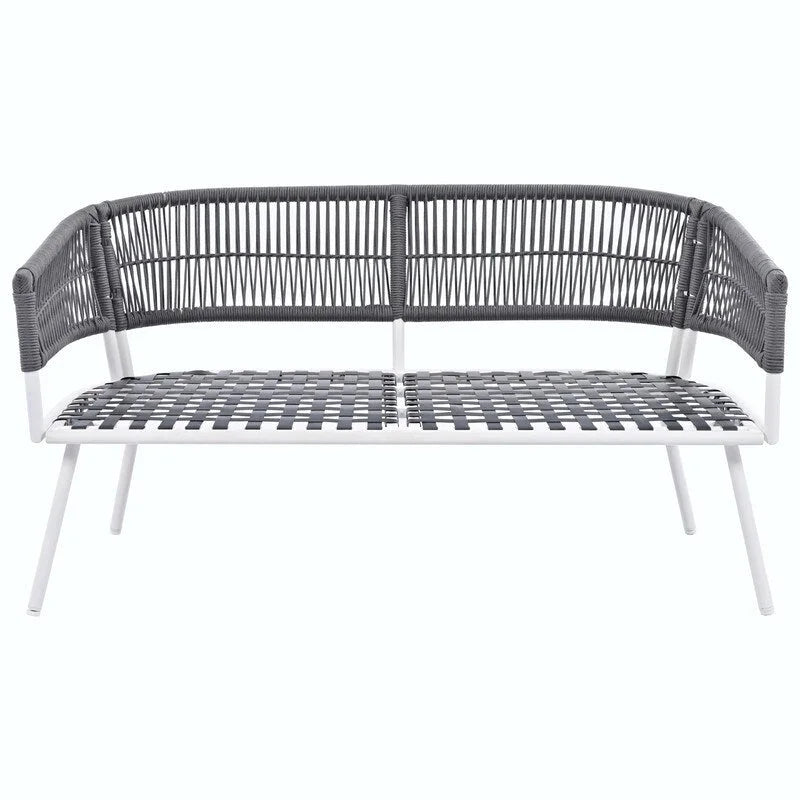 4-Piece Boho Rope Patio Furniture: Outdoor Seating with Acacia Wood Table, Thick Cushions