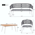 4-Piece Boho Rope Patio Furniture: Outdoor Seating with Acacia Wood Table, Thick Cushions