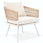 4-Piece Boho Rope Patio Furniture: Outdoor Seating with Acacia Wood Table, Thick Cushions