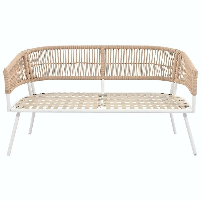 4-Piece Boho Rope Patio Furniture: Outdoor Seating with Acacia Wood Table, Thick Cushions