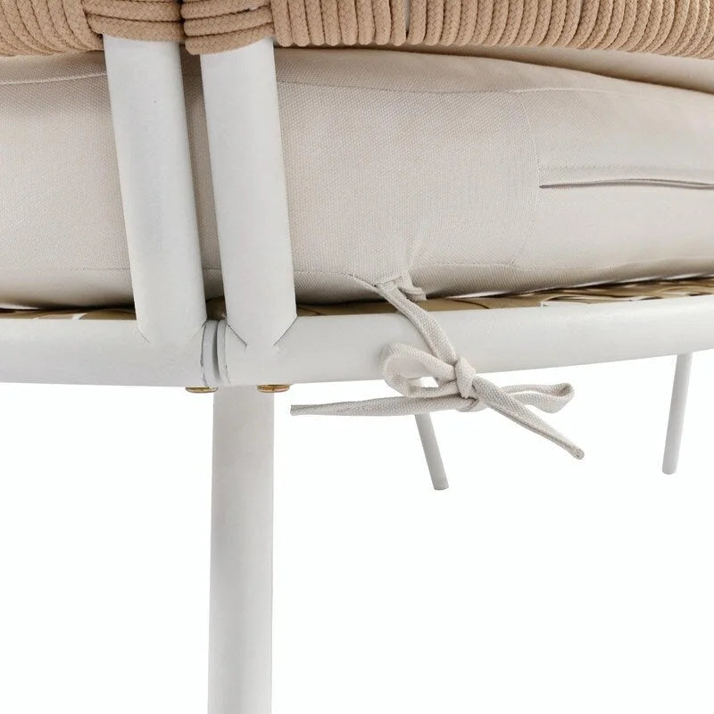 4-Piece Boho Rope Patio Furniture: Outdoor Seating with Acacia Wood Table, Thick Cushions