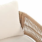 4-Piece Boho Rope Patio Furniture: Outdoor Seating with Acacia Wood Table, Thick Cushions
