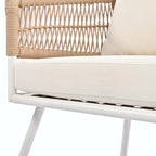 4-Piece Boho Rope Patio Furniture: Outdoor Seating with Acacia Wood Table, Thick Cushions