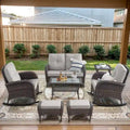 2 Rocker Chairs with Patio Sofa Coffee Table - Brown