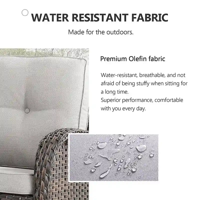 2 Rocker Chairs with Patio Sofa Coffee Table - Brown
