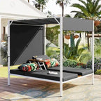 Outdoor Patio Sunbed Daybed with Cushions, Adjustable Seats for Garden,Swiming Pool