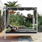 Outdoor Patio Sunbed Daybed with Cushions, Adjustable Seats for Garden,Swiming Pool