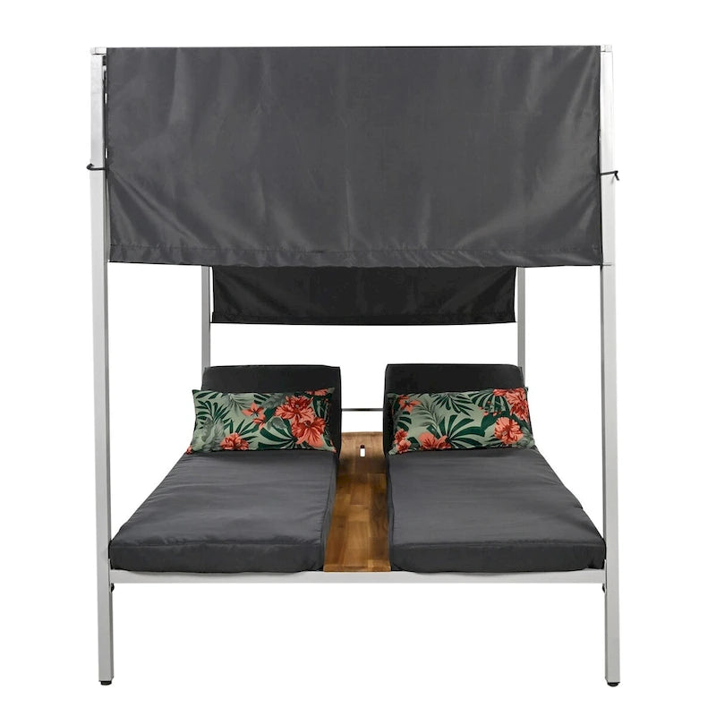 Outdoor Patio Sunbed Daybed with Cushions, Adjustable Seats for Garden,Swiming Pool