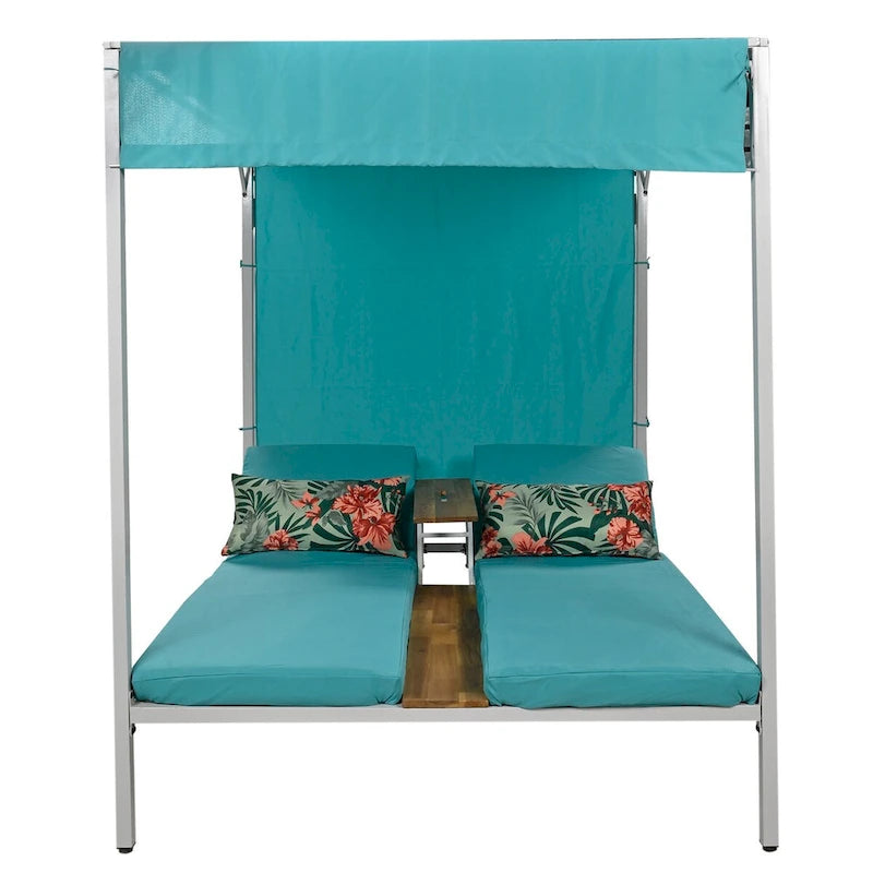 Outdoor Patio Sunbed Daybed with Cushions, Adjustable Seats for Garden,Swiming Pool