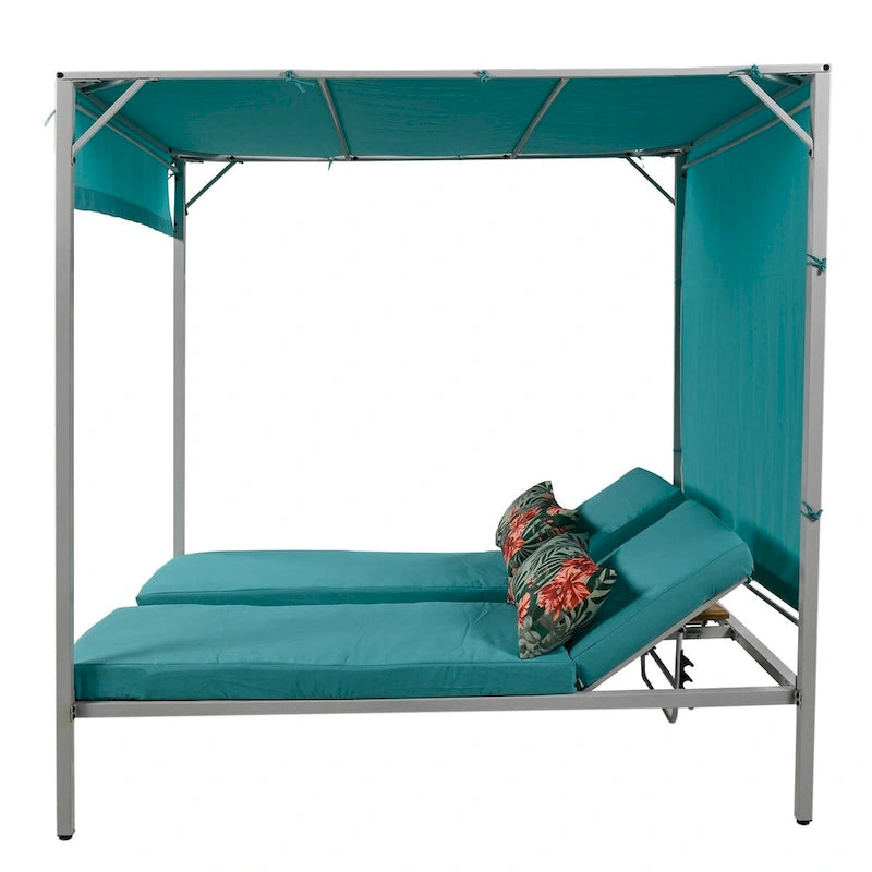Outdoor Patio Sunbed Daybed with Cushions, Adjustable Seats for Garden,Swiming Pool
