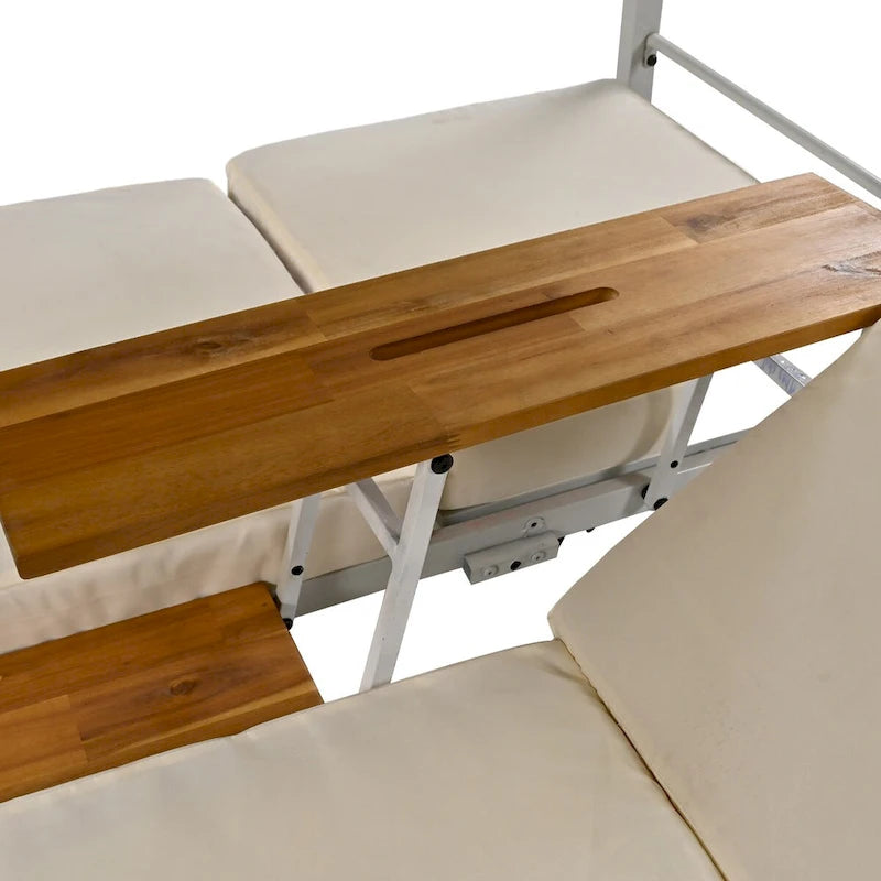 Outdoor Patio Sunbed Daybed with Cushions, Adjustable Seats for Garden,Swiming Pool