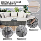 6-Piece Wicker Outdoor Sectional Conversation Set with Cushions - 2Corner Sofas&1Single Sofa&2Ottomans&1Table