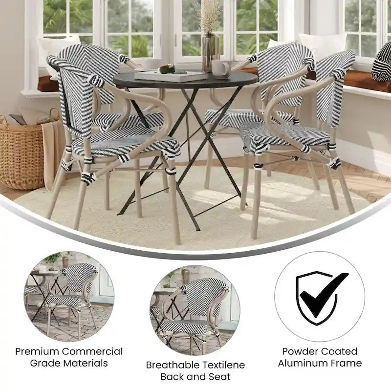 Stacking Bistro Chairs with Metal Frames