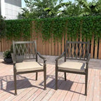 Patio Cast Aluminum Lattice Dining Chairs with Cushions (Set of 4)