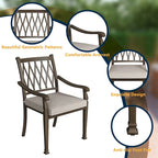 Patio Cast Aluminum Lattice Dining Chairs with Cushions (Set of 4)