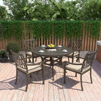 Patio Cast Aluminum Lattice Dining Chairs with Cushions (Set of 4)