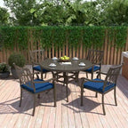 Patio Cast Aluminum Lattice Dining Chairs with Cushions (Set of 4)